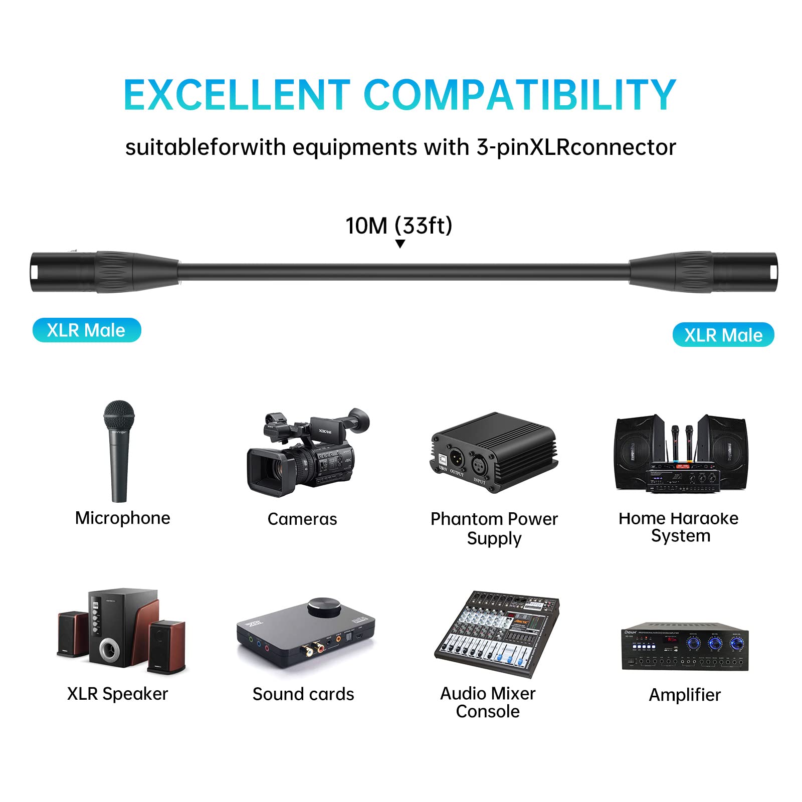 XLRケーブルオス-オス、3ピンオス-オスマイクケーブル 33フィート/10m Amazon.co.jp: Yinker XLRケーブルオス-オス、3ピンオス-オス